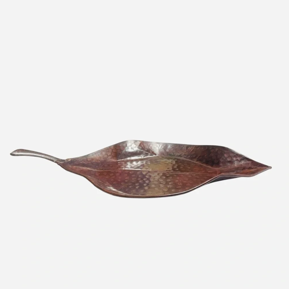 Pier 1 Hammered Metal Leaf Tray Platter 23